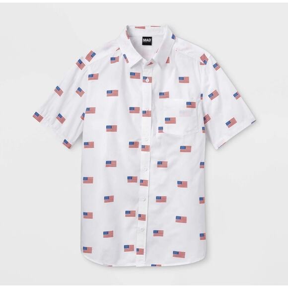 Mad Engine Men’s American Flag Button Down Shirt Size L USA Patriotic - Picture 1 of 7